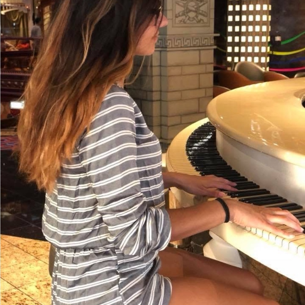 Striped Gray and White Romper